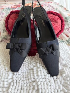 Ann Taylor Black Bow Slingback Heels